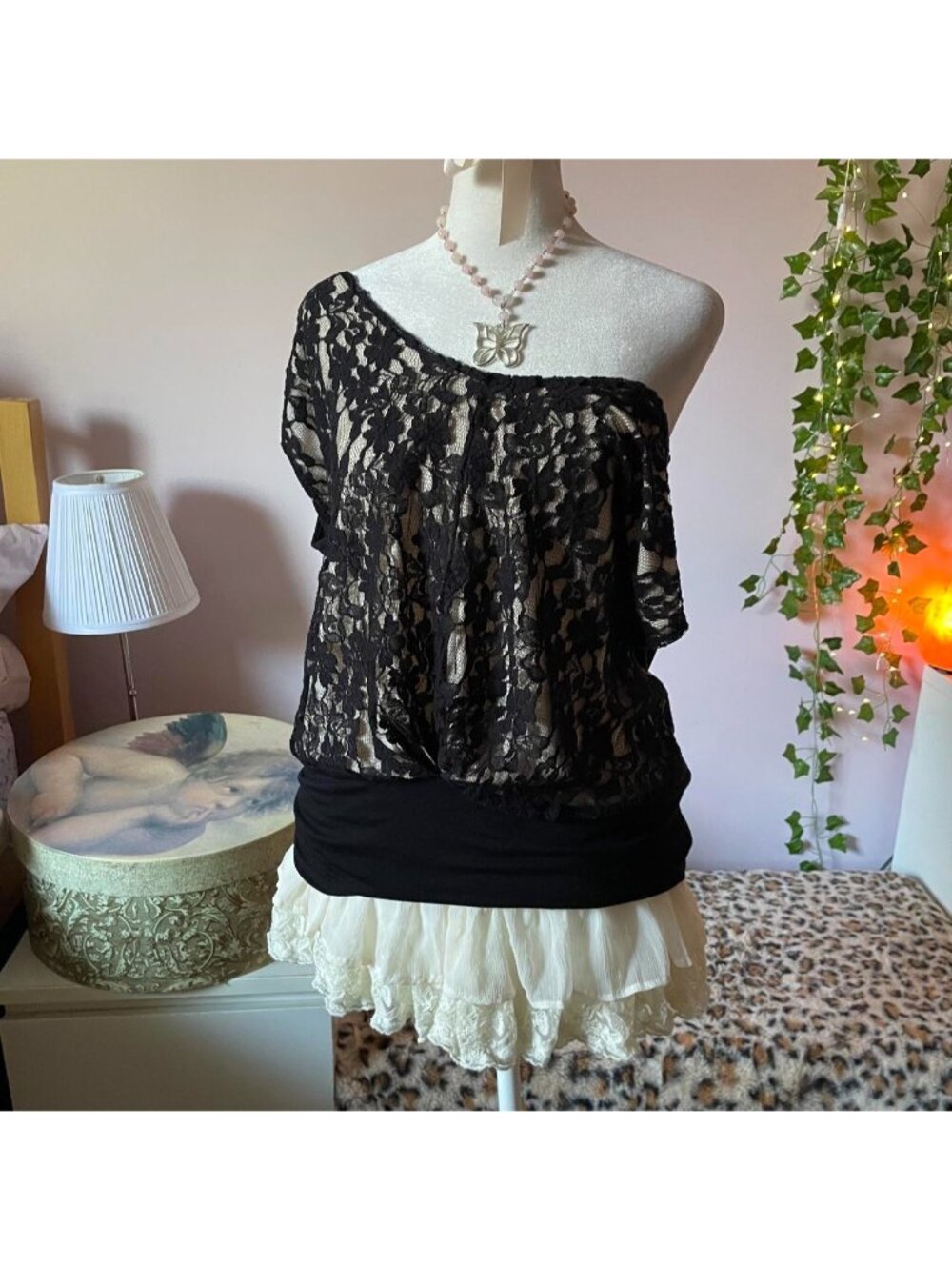 Vintage black lacy blouse
